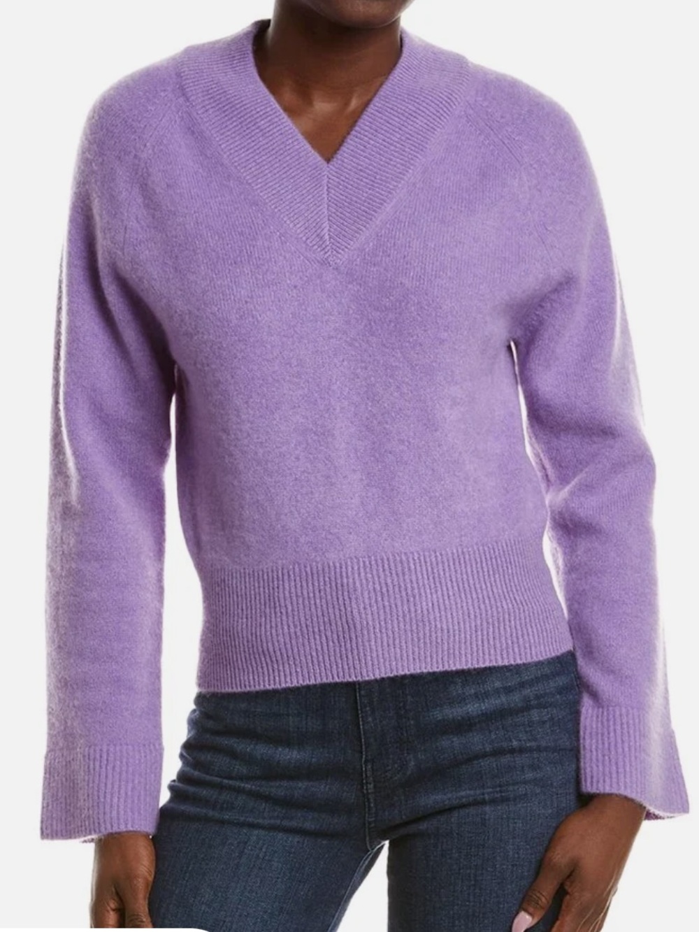 NAADAM Lilac Raglan V-Neck Women's Sweater NWT